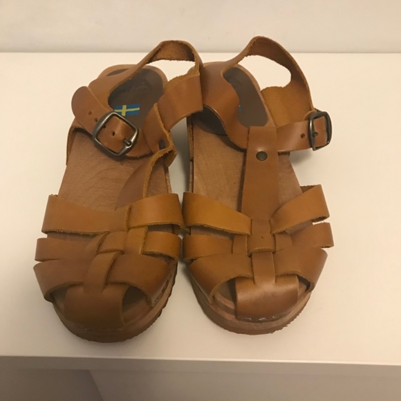 MIA Emily Clog T-Strap Sandals Tan Leather size 6 (36) - Picture 2 of 9